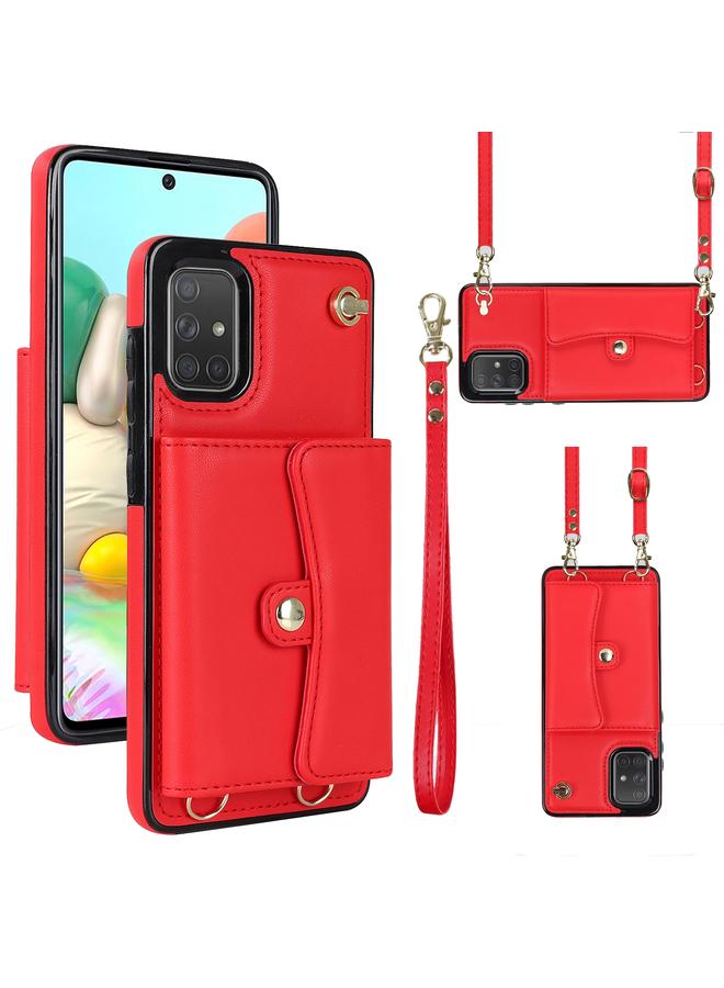 S-TOP Case For Samsung Galaxy A51 4G RFID Card Slot Leather Phone Case with Long Lanyard - Image 1