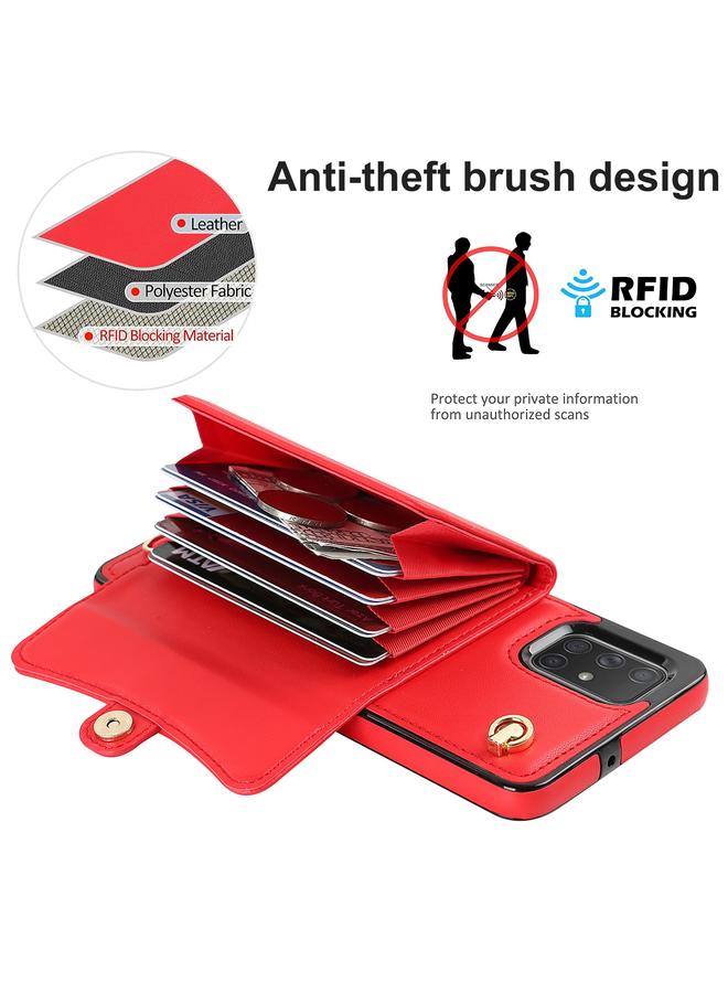 S-TOP Case For Samsung Galaxy A51 4G RFID Card Slot Leather Phone Case with Long Lanyard - Image 3