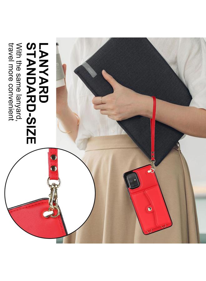 S-TOP Case For Samsung Galaxy A51 4G RFID Card Slot Leather Phone Case with Long Lanyard - Image 4