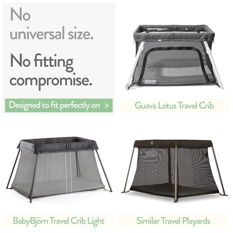 Joey + Joan Travel Crib Fitted Sheets Compatible With Guava Lotus, Baby Bjorn, Dream on Me Travel Crib Light Playard - Fits Perfectly on 24 x 42” Mattress Without Bunching Up - Snuggly Soft Jersey Cotton - 2 Pack - Image 2