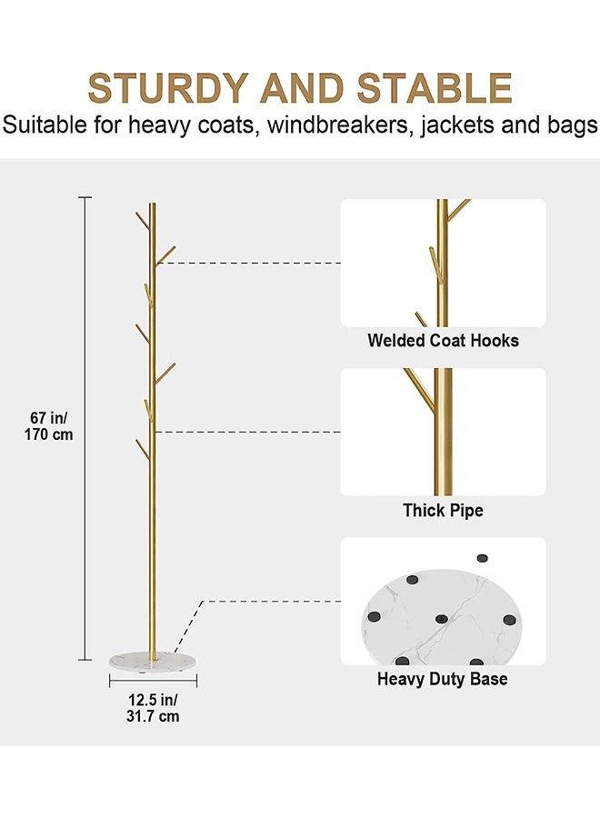 Coat Rack Clothes Rack Stand Coat Tree Hat Handbag Hanger Freestanding Sturdy Metal Coat Rack Stand for Clothes Coat and Hat Hanger Organizer Rack