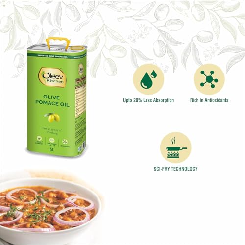 Oleev Kitchen Olive Pomace Oil ||Rich In Mufa & Vitamins A, D, E,K || 100% Olive Oil || Frying, SauteIng, Grilling & More || Everyday Indian Cooking Olive Oil - 5L Tin.. - Image 5