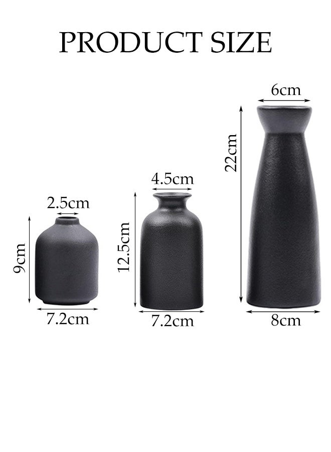 DUNISO 3 Pieces, Black Ceramic Vase Decorative Set, Modern Bohemian Farmhouse Home Decor, Pampas Grass And Dried Flowers Decorative Vase, Creative Shelf, Table, Bookshelf, Entryway Decor, Decorations  - Image 2