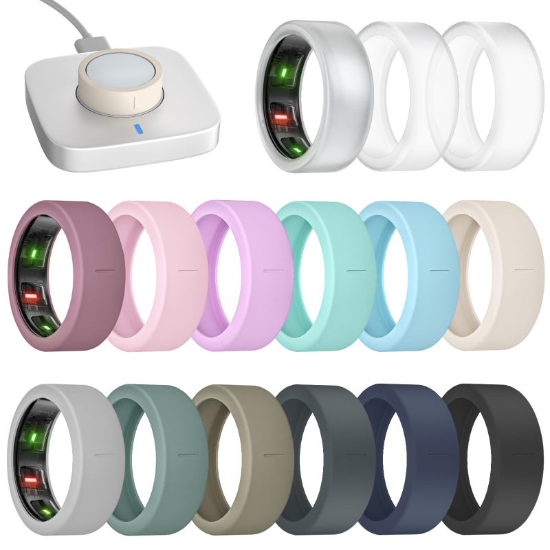 BandRain 15 Pack Ultra-Thin Ring Covers Compatible with Oura Ring Gen 4/4 Ceramic/3 Cover, Anti-Scratch Silicone Protector Accessories for ULTRAHUMAN AIR/RingConn Gen 2/Gen 2 Air for Women Men - Image 1
