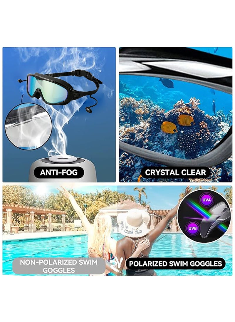 ToolHouse - No Leaking Adjustable Swimming Goggles Anti-fog and UV Protection 180° Clear Vision Swim Goggles with One-piece Earplugs - Image 1