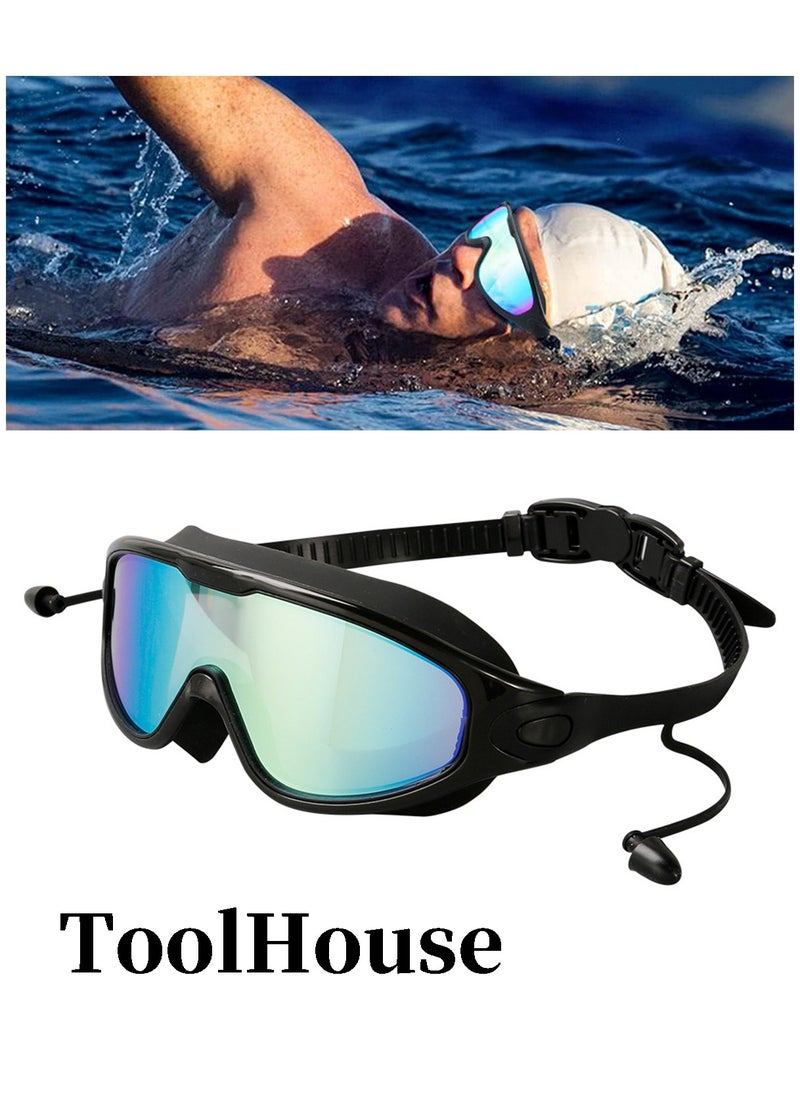 ToolHouse - No Leaking Adjustable Swimming Goggles Anti-fog and UV Protection 180° Clear Vision Swim Goggles with One-piece Earplugs - Image 1
