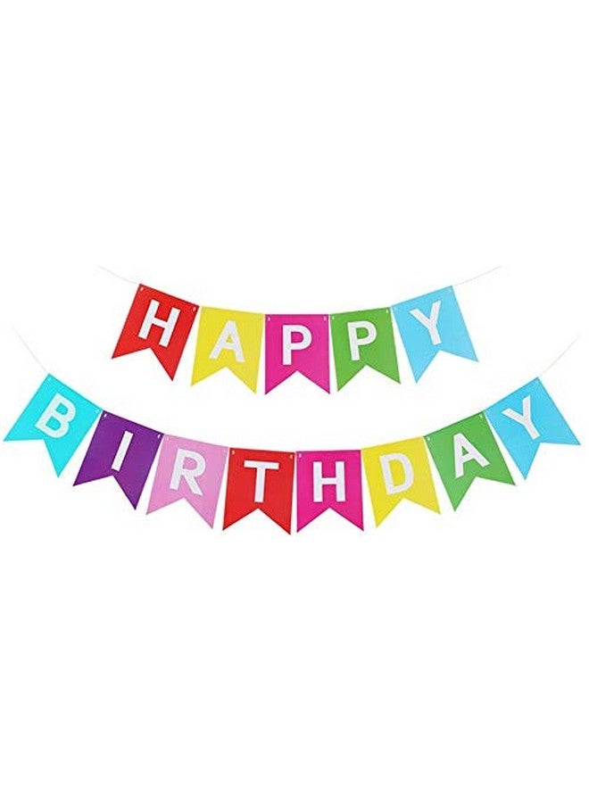 HK balloons Rainbow Happy Birthday Banner Bunting Flag Banner for Birthday Decorations(Rainbow Bunting banner) - Image 1