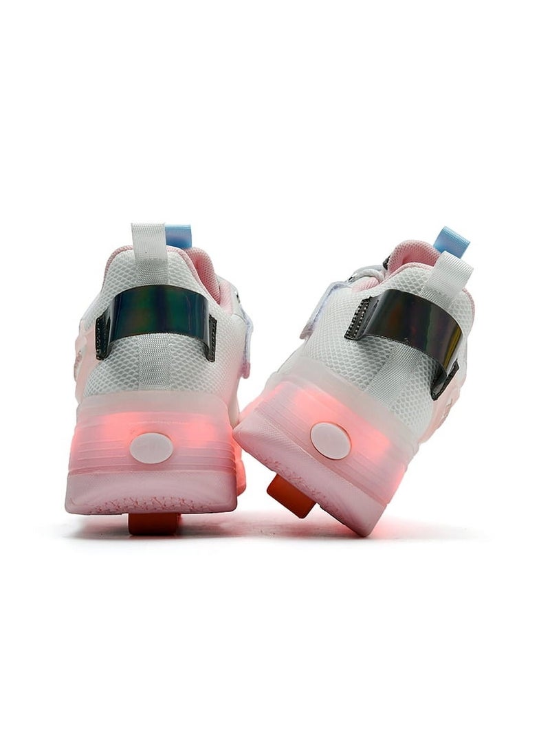 OHAHO Kids Roller Skates Shoes - New Upgraded with Wheels LED Light Color Shoes Shiny Roller Skates Skate Shoes Simple Kids Gifts Boys Girls The Best Gift for Party Birthday Christmas Day(Pink)  - Image 3