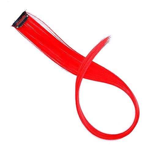 CHANDERKASH Set of 2pcs 18 Straight Single Clip Hair Streak ColorHair Extension Highlights Multi Red - Image 4