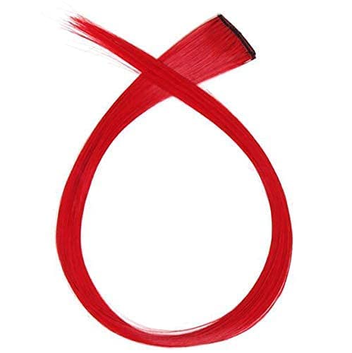 CHANDERKASH Set of 2pcs 18 Straight Single Clip Hair Streak ColorHair Extension Highlights Multi Red - Image 3