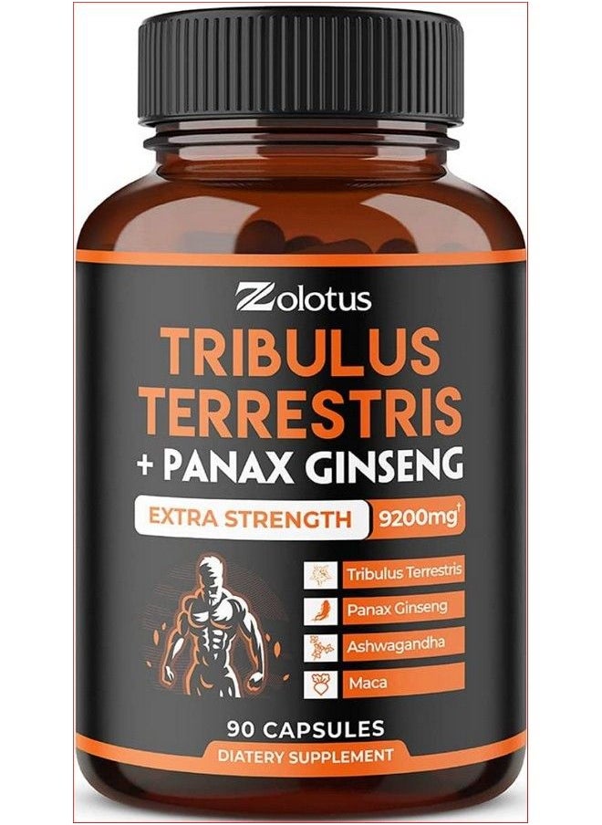 Zolotus - Tribulus Terrestris + Panax Ginseng 9200Mg Per Capsule 3 Months Supply Highest Potency With Ashwagndha Panax Ginseng Boost Energy Mood Stamina & Performance For Men & Women - Image 1