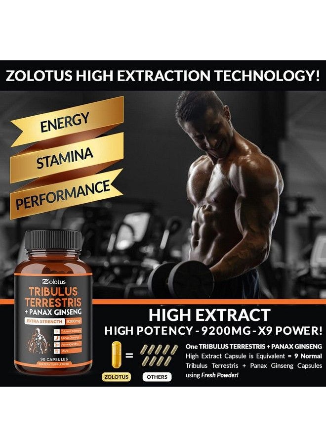 Zolotus - Tribulus Terrestris + Panax Ginseng 9200Mg Per Capsule 3 Months Supply Highest Potency With Ashwagndha Panax Ginseng Boost Energy Mood Stamina & Performance For Men & Women - Image 1