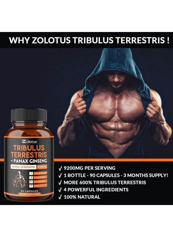 Zolotus - Tribulus Terrestris + Panax Ginseng 9200Mg Per Capsule 3 Months Supply Highest Potency With Ashwagndha Panax Ginseng Boost Energy Mood Stamina & Performance For Men & Women - Image 1