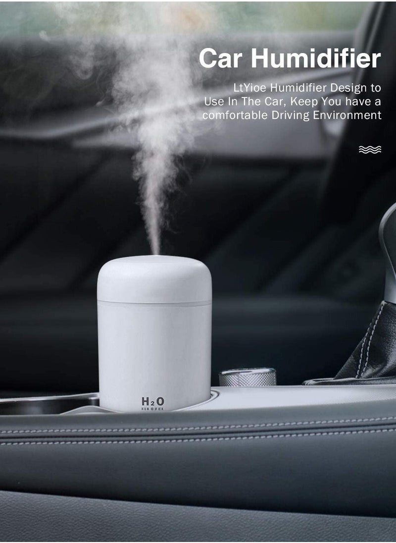 URbazaar - Cool Mist Humidifier 300ml Mini Portable Humidifier with Multicolor LED Night Light 2 Mist Mode and Auto Shut-Off Personal Desktop Humidifier for Home Office Nursery Super Quiet (white) - Image 1