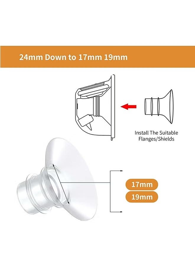 XiuWoo 4 Pack 17mm 19mm Breast Milk Pump Inserts for momcozy S9/S12/S9pro/S12pro/Lansinoh/Bellababy Pump Parts Replace, Reduce 24mm Down to 17mm/19mm  - Image 3