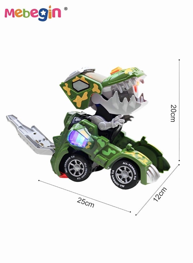 MEBEGIN Automatic Transforming Dinosaur Toys with Light and Music, Transforming Car Toy with Spray Function, Creative Deformation Car, Ideal Gift for Kids Aged 3+, 3 AA Batteries Required(Not Included) - Image 5