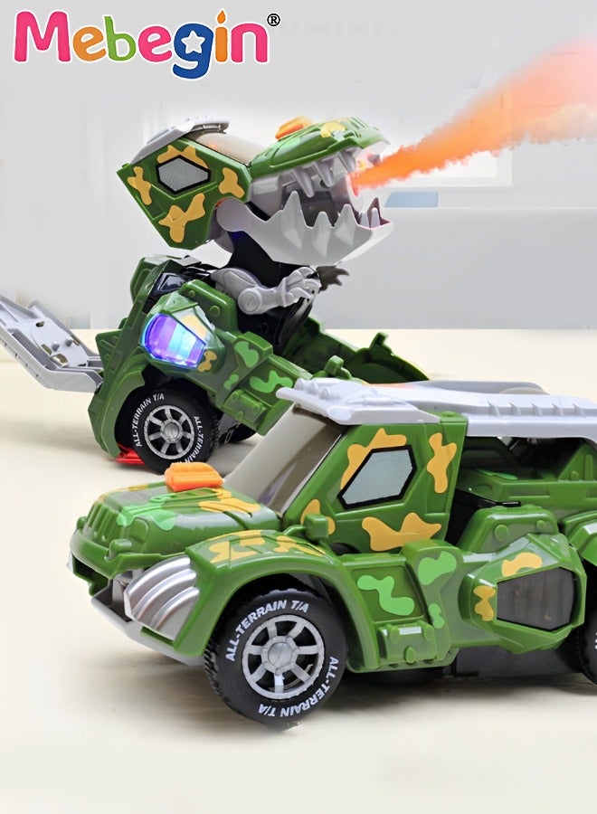 MEBEGIN Automatic Transforming Dinosaur Toys with Light and Music, Transforming Car Toy with Spray Function, Creative Deformation Car, Ideal Gift for Kids Aged 3+, 3 AA Batteries Required(Not Included) - Image 2