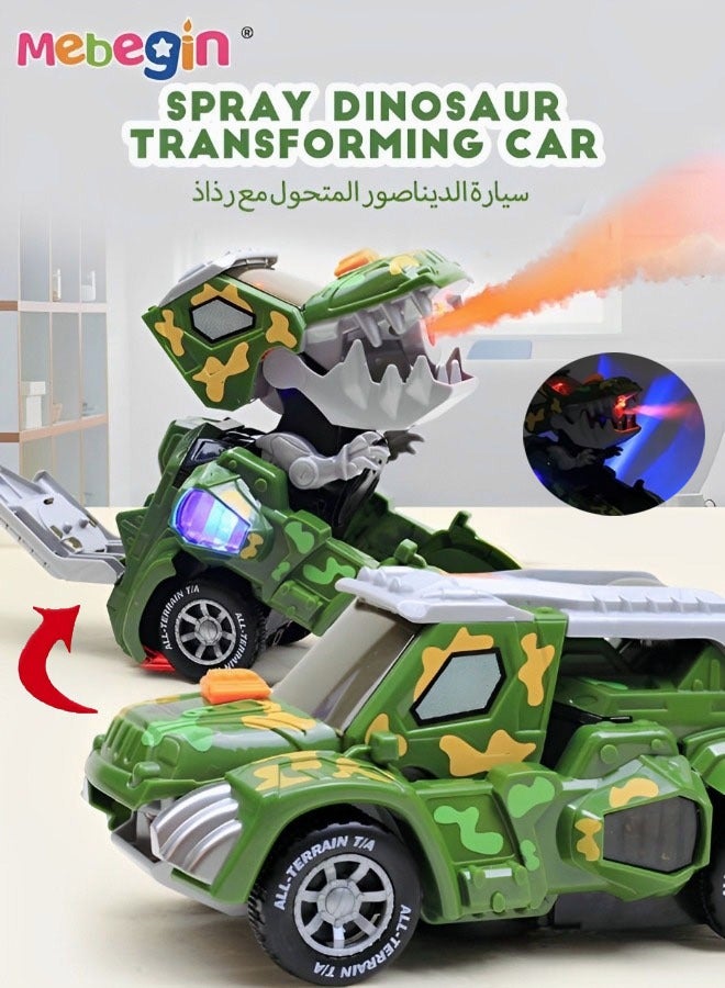 MEBEGIN Automatic Transforming Dinosaur Toys with Light and Music, Transforming Car Toy with Spray Function, Creative Deformation Car, Ideal Gift for Kids Aged 3+, 3 AA Batteries Required(Not Included) - Image 3