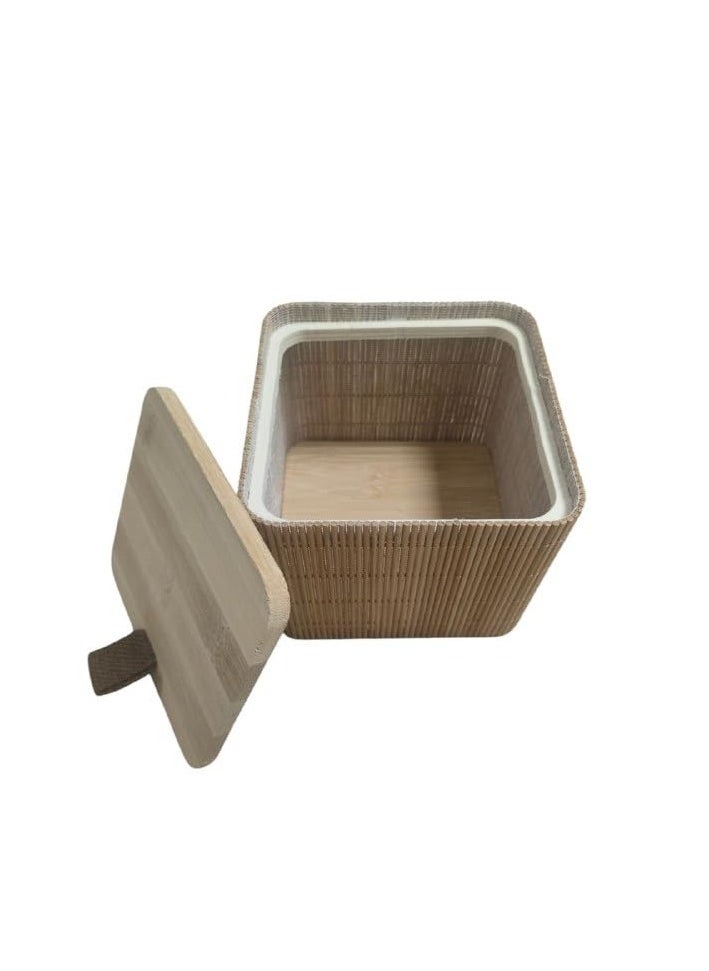 Spaceshoop Natural Bamboo Organization Square Storage Box with Lid (multicolor)  - Image 2