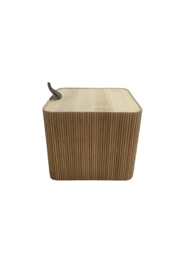 Spaceshoop Natural Bamboo Organization Square Storage Box with Lid (multicolor)  - Image 1