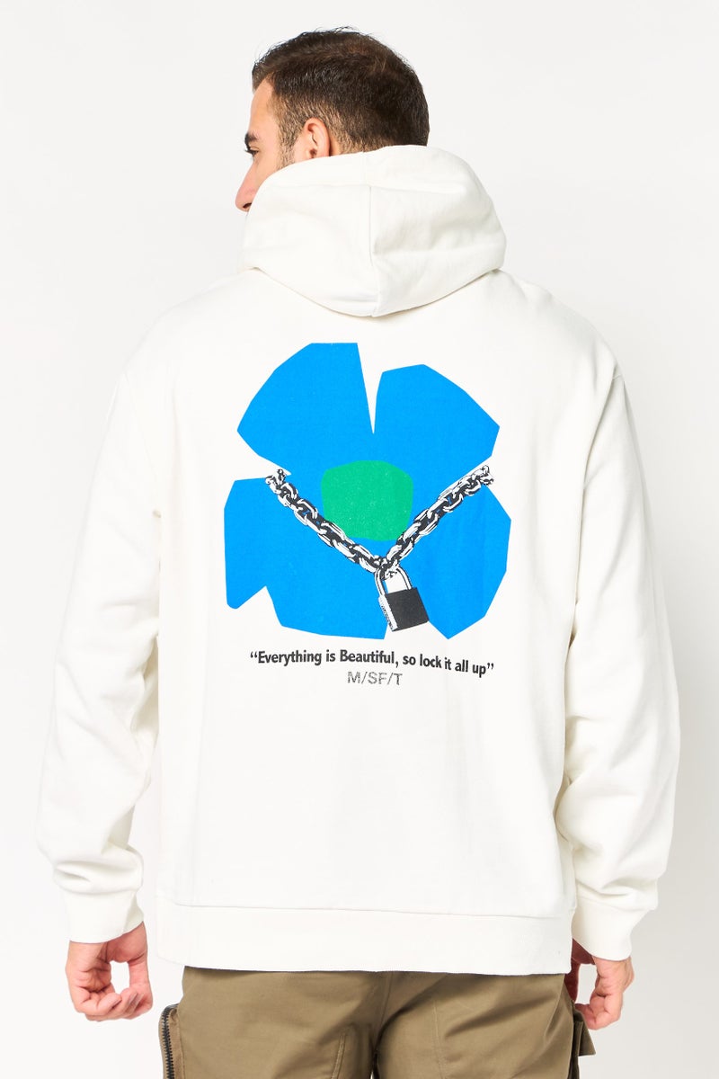 Misfit Men Hooded Printed Long Sleeves Hoodies, White - Image 4