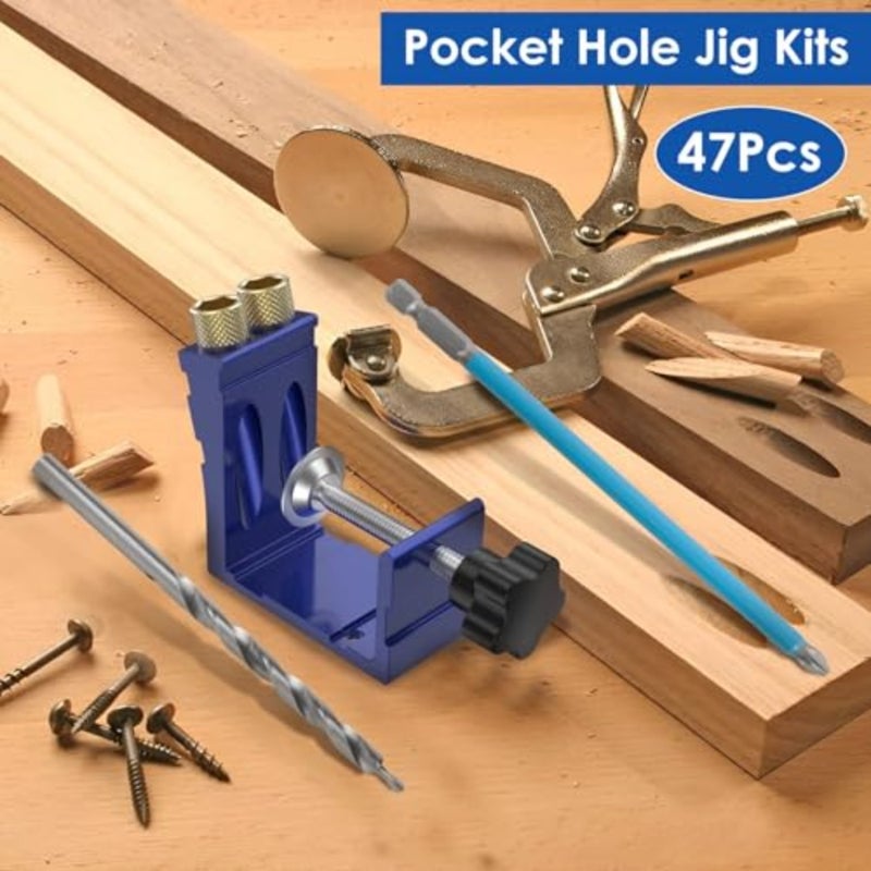 47Pcs Pocket Hole Jig Adjustable Punch Locator 15 Degree Angle Hole Drill Guide Kit High Precision Drill Punch Positioner for Carpenter DIY Joinery Work Woodworking Tool - Image 5
