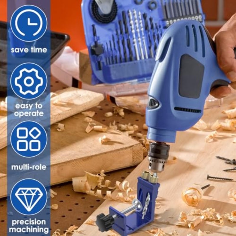 47Pcs Pocket Hole Jig Adjustable Punch Locator 15 Degree Angle Hole Drill Guide Kit High Precision Drill Punch Positioner for Carpenter DIY Joinery Work Woodworking Tool - Image 2