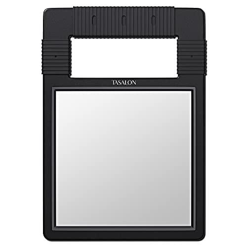 TASALON Hand Mirror, Handheld Mirror Unbreakable Shatterproof with Silicone Handle for Barber, Shower, Makeup and Salon - Black​ - Image 1