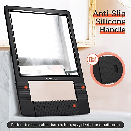 TASALON Hand Mirror, Handheld Mirror Unbreakable Shatterproof with Silicone Handle for Barber, Shower, Makeup and Salon - Black​ - Image 3