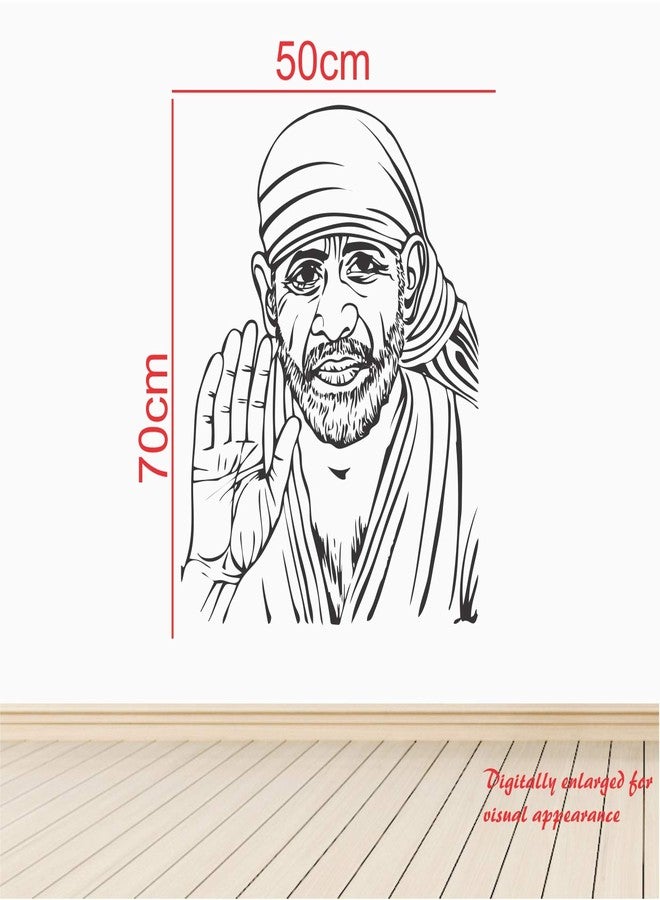 عصا لي ملصق حائط StickMe 'Blessing Sai Baba' ذاتي اللصق، قابل للتقشير واللصق، مجموعة ملصقات دينية من الفينيل للمنزل، غرفة الصلاة، غرفة المعيشة-SM277 (متعدد الألوان - 70 سم × 50 سم) - Image 3