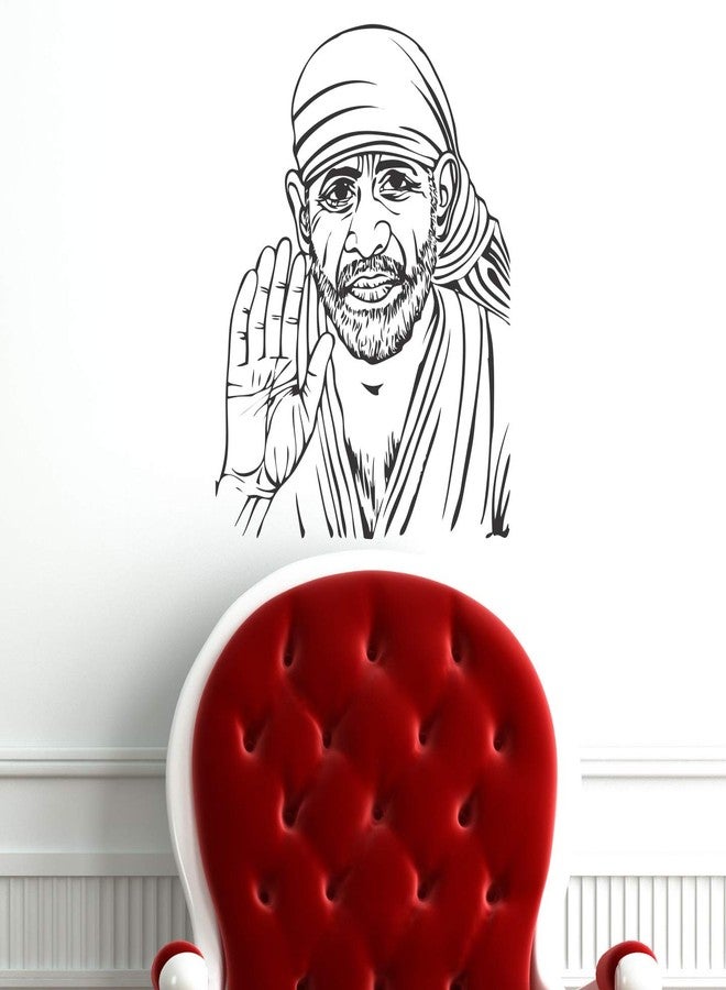 عصا لي ملصق حائط StickMe 'Blessing Sai Baba' ذاتي اللصق، قابل للتقشير واللصق، مجموعة ملصقات دينية من الفينيل للمنزل، غرفة الصلاة، غرفة المعيشة-SM277 (متعدد الألوان - 70 سم × 50 سم) - Image 1