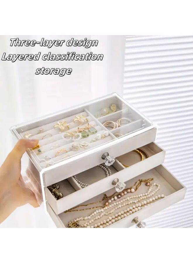 Large Jewelry Box Black Multi Layer Acrylic Organizer For Earrings Rings Necklaces - Image 5