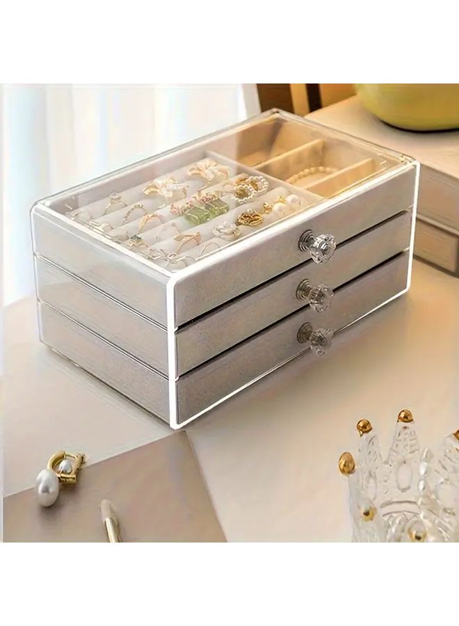Large Jewelry Box Black Multi Layer Acrylic Organizer For Earrings Rings Necklaces - Image 1