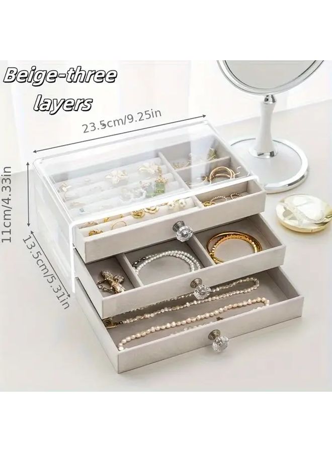 Large Jewelry Box Black Multi Layer Acrylic Organizer For Earrings Rings Necklaces - Image 4