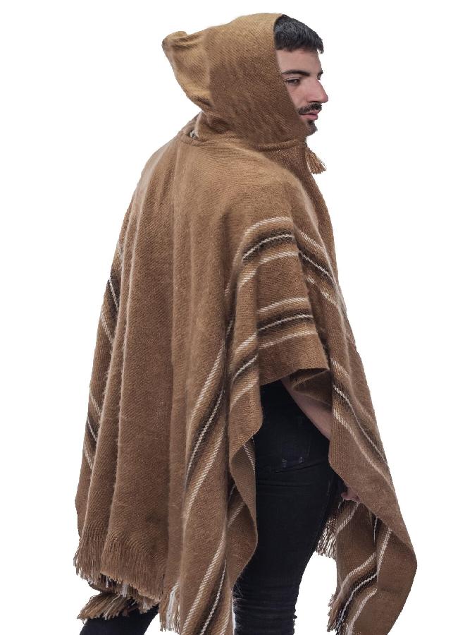 Gamboa Gamboa Alpaca Poncho Mens Ponchos Adult Pancho Mexican Wool Cloak with Hood Cowboy and Western Poncho Blanket  - Image 2