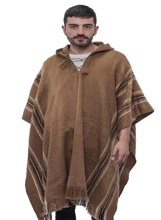 Gamboa Gamboa Alpaca Poncho Mens Ponchos Adult Pancho Mexican Wool Cloak with Hood Cowboy and Western Poncho Blanket  - Image 3