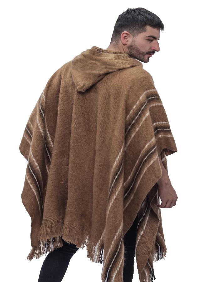 Gamboa Gamboa Alpaca Poncho Mens Ponchos Adult Pancho Mexican Wool Cloak with Hood Cowboy and Western Poncho Blanket  - Image 1