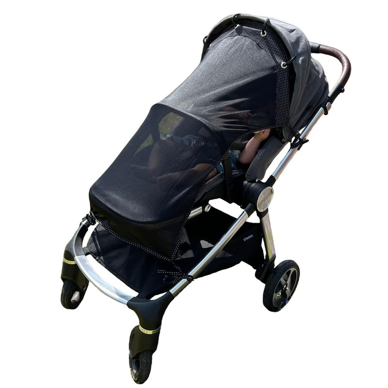 IntiMom Stroller Sun Shade - Universal UV Protection Cover for Strollers Sunshade with See Through, Clip-On Sun Blocker, Sun Shield for Baby, Breathable Adjustable Fit, Full Coverage, Large - Image 1
