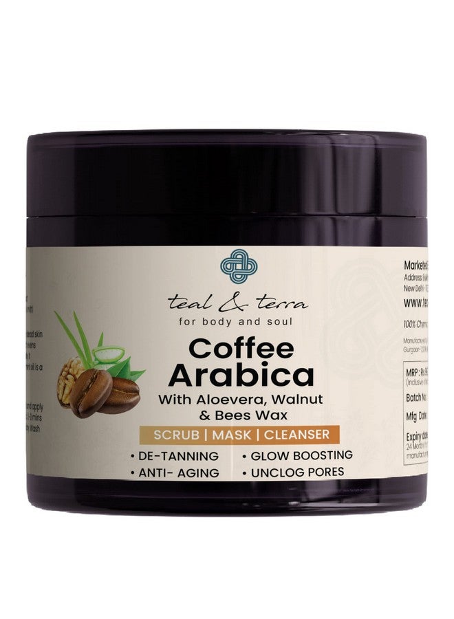 تيال آند تيرا قناع مقشر القهوة العربية من تيل آند تيرا للوجه والجسم (100 جرام) منظف للبشرة مع مزيل الجلد الميت بالصبار لجميع أنواع البشرة، خالي من البارابين والكبريتات - Image 1