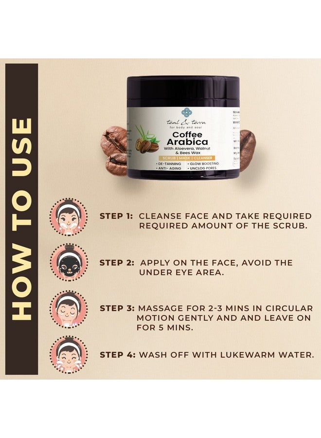 تيال آند تيرا قناع مقشر القهوة العربية من تيل آند تيرا للوجه والجسم (100 جرام) منظف للبشرة مع مزيل الجلد الميت بالصبار لجميع أنواع البشرة، خالي من البارابين والكبريتات - Image 5