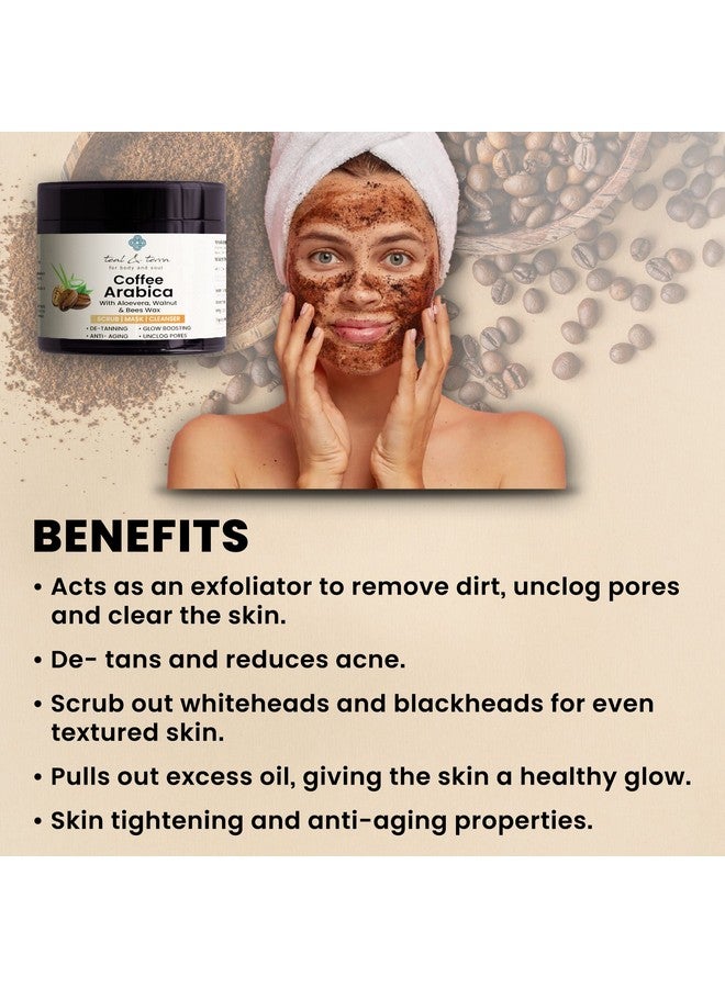 تيال آند تيرا قناع مقشر القهوة العربية من تيل آند تيرا للوجه والجسم (100 جرام) منظف للبشرة مع مزيل الجلد الميت بالصبار لجميع أنواع البشرة، خالي من البارابين والكبريتات - Image 3