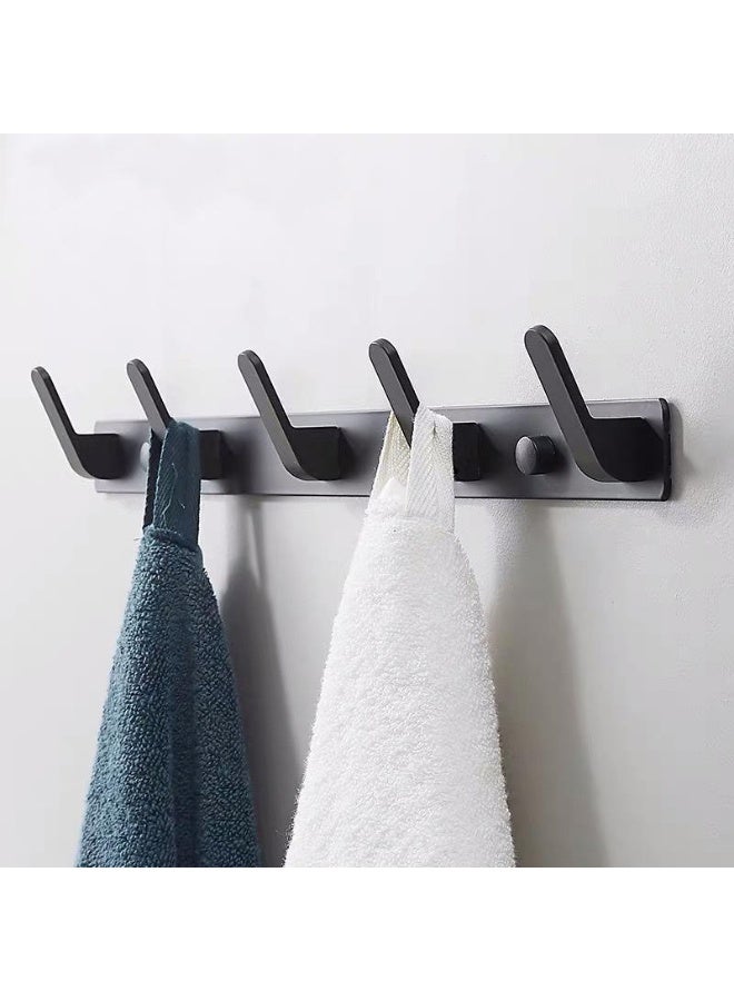 Over Door Hook Hanger, Door Hanger Hooks With 5 Hooks,Space Saving Aluminum Non-Perforated Wall Hooks, Hook Rack for Hanging Coat, Over Door Coat Hook-Hanger,Back of Door Storage Shelf For Coat For Barthroom, Bedroom Kitchen, Over Door Hanger Towel Hook for Hanging Coat Towel Bag Robe - Image 1