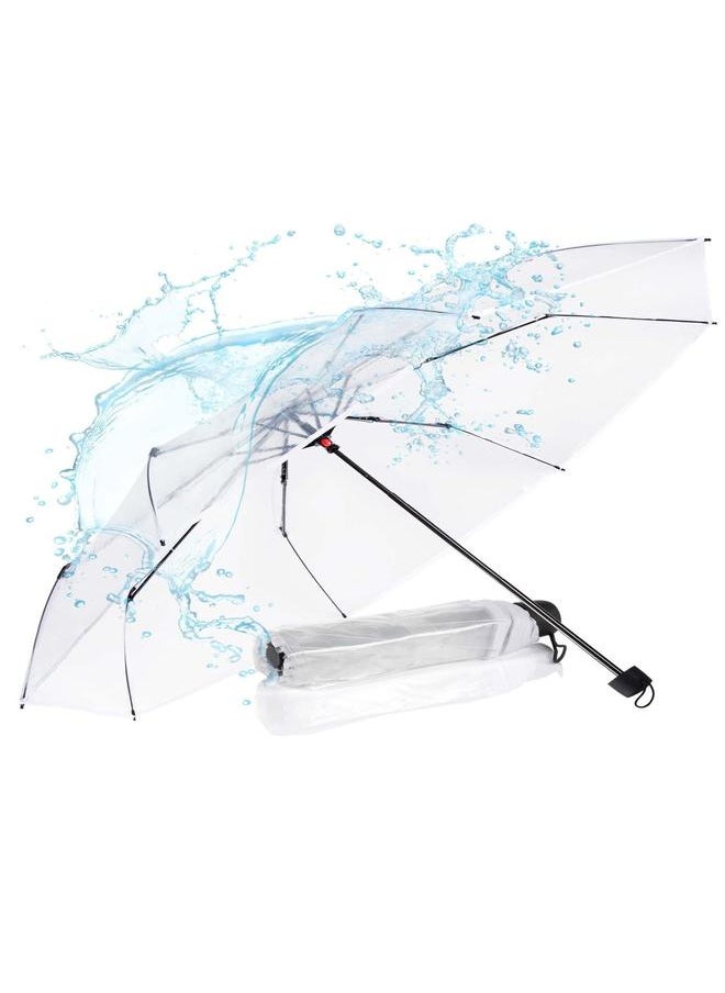 Generic Folding Travel Umbrella, Transparent Pocket Umbrella, Portable Compact Waterproof Umbrella for Rain and Sun  - Image 2