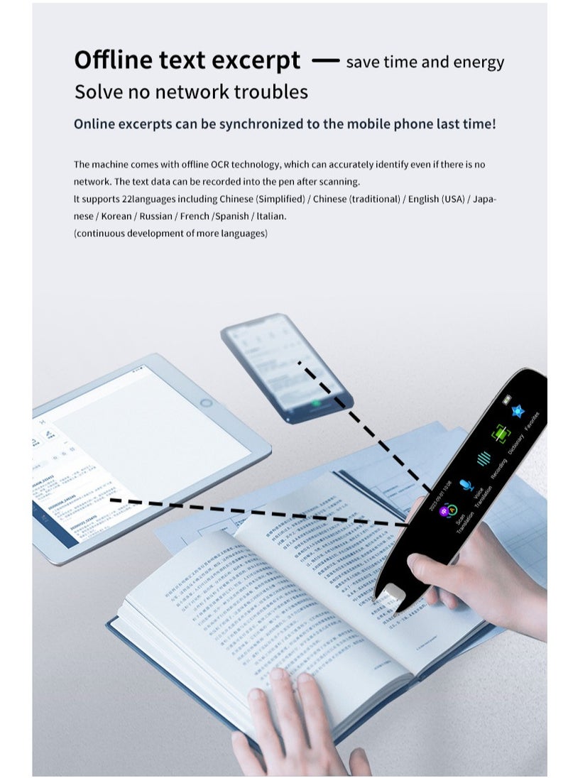 Furtey - Translation Scanning Pen, Text to Speech Device for Dyslexia, Real-time Multifunctional Pen Scanner with LCD Touchscreen, Support 12 Languages Offline Scanning Translation - Image 1