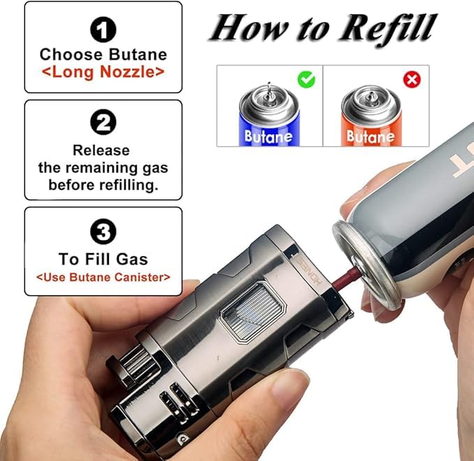 PROMISE Torch Lighter Triple Jet Flame Refillable Butane Lighter Windproof Lighter- Butane Not Included (Black Crackle) - Image 5