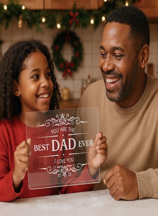MEWSDEN Dad Gifts from Daughter Son - Engraved Best Dad Ever Acrylic Cutting Board with Counter Lip, Cooking Gift for Father Daddy Christmas Birthday Presents Clear Countertop Protector Kitchen Decor - Image 2