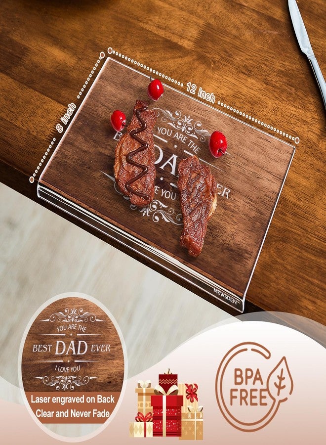 MEWSDEN Dad Gifts from Daughter Son - Engraved Best Dad Ever Acrylic Cutting Board with Counter Lip, Cooking Gift for Father Daddy Christmas Birthday Presents Clear Countertop Protector Kitchen Decor - Image 3