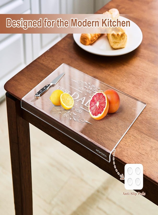 MEWSDEN Dad Gifts from Daughter Son - Engraved Best Dad Ever Acrylic Cutting Board with Counter Lip, Cooking Gift for Father Daddy Christmas Birthday Presents Clear Countertop Protector Kitchen Decor - Image 5