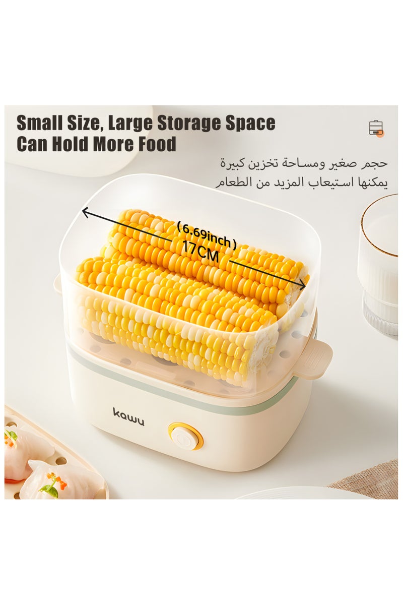  كاو جهاز طهي البيض السريع بالبخار، صانع إفطار كهربائي مزدوج الطبقات مع إيقاف تشغيل تلقائي، سعة 12 بيضة، مناسب للبيض المسلوق والذرة المطهوة على البخار والكعك والبيلاف والوجبات الخفيفة والحلوى والمزيد - Image 4