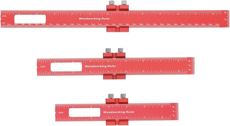 6 8 12 Inch Aluminium Alloy Pocket Ruler Set Adjustable Slide Stop Measuring Tool for Woodworking DIY - Image 2